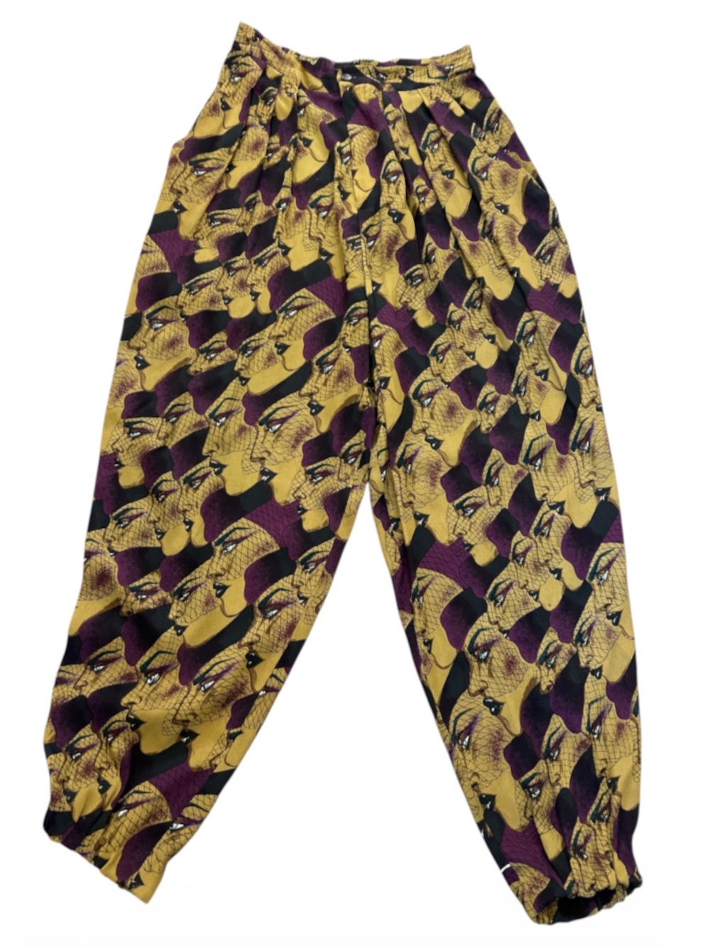 80’s Rare Anne Pinkerton Avant Garde women’s faces high waisted pants Size 8